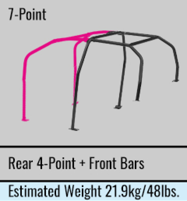 Cusco 7-Point, Front & Rear with Diagonal Bar, 4/5 Passenger, Dash Through-Type. Chromoly 40mm OD. - 666 265 L