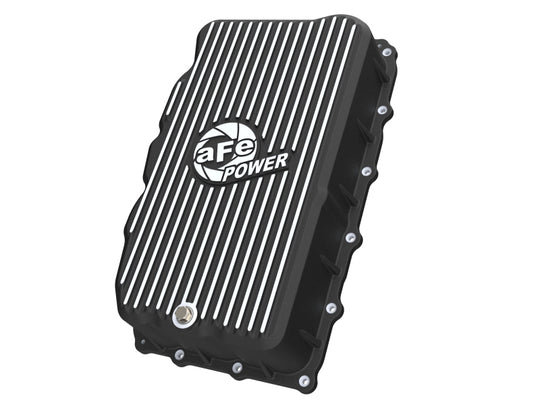aFe 20-26 GM Trucks L6 3.0L Transmission Pan - Black w/ Machined Fins - 46-71420B