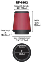 Load image into Gallery viewer, K&amp;N Filter Universal Air Filter 3-15/16in FLG / 5-15/32in OD / 7in H - RF-6102