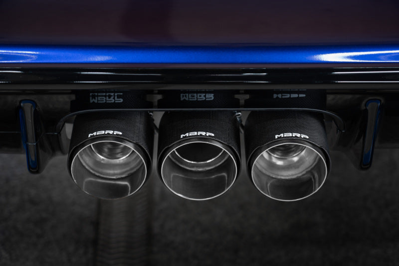 MBRP 23-24 Honda Civic Type R 2.0L T304 SS 3in Cat-Back Exhaust Triple Center Outlet w/ Carbon Tips - S49023CF