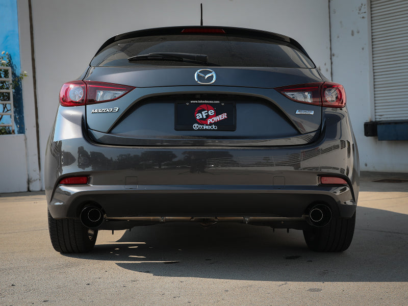 aFe Takeda 2-1/2in 304 SS Axle-Back Exhaust w/ Black Tip 14-18 Mazda 3 L4 2.0L/2.5L - 49-37014-B