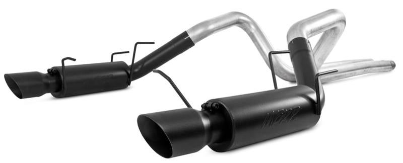 MBRP 11-14 Ford Mustang GT 5.0L 3in Cat Back Dual Split Rear Race Version 4in Tips - Black - S7264BLK