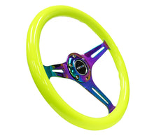 Load image into Gallery viewer, NRG Classic Wood Grain Steering Wheel (350mm) Neon Yellow Color w/Neochrome Spokes - ST-015MC-NYW