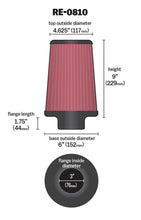 Load image into Gallery viewer, K&amp;N Universal Rubber Filter 3inch FLG / 6inch OD-B / 4-5/8inch OD-T / 9inch L - RE-0810