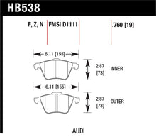 Load image into Gallery viewer, Hawk 09 Audi A4 Cabriolet / 05-07 A4 / 05-09 A4 Quattro / 06-09 A6 / 08 VW R32 HPS Front Brake Pads - HB538F.760