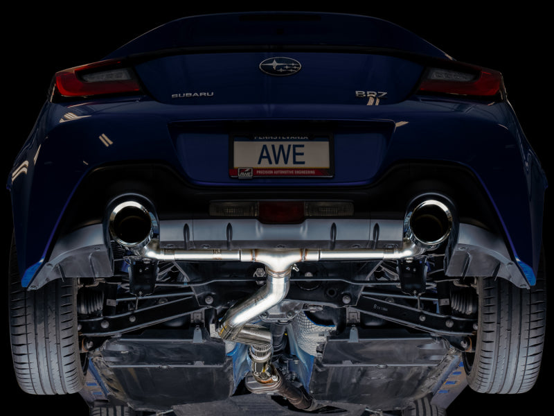 AWE Tuning Subaru BRZ/ Toyota GR86/ Toyota 86 Track Edition Cat-Back Exhaust- Chrome Silver Tips - 3020-32279