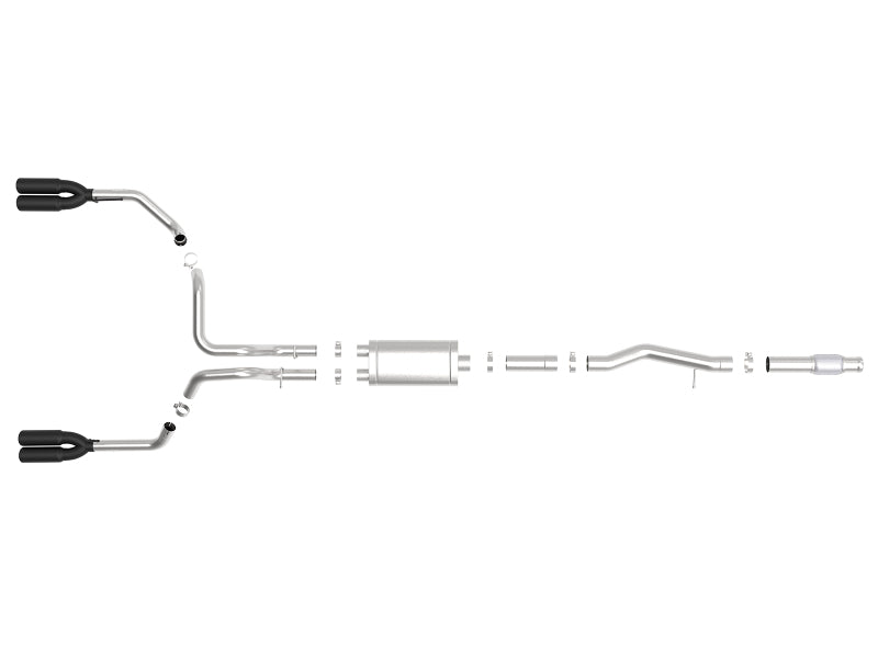 aFe Vulcan Series 4-3in 304SS Exhaust Cat-Back w/ Blk Tips 2019 GM Silverado/Sierra 1500 V8-6.2L - 49-34102-B