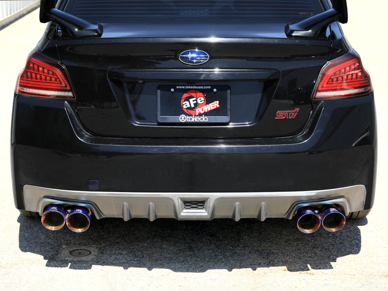 aFe Subaru WRX/STi 15-21 H4-2.0/2.5L Takeda 3in to 2-1/2in Stnlss Cat-Back Exhaust w/ Blue Flame Tip - 49-36810-L