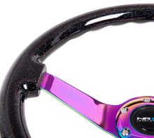 Load image into Gallery viewer, NRG Reinforced Steering Wheel (350mm / 3in. Deep) Classic Blk Sparkle w/4mm Neochrome 3-Spoke Center - RST-036BSB-MC