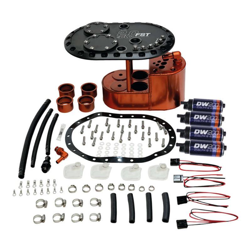 DeatschWerks 2.0L Staged Fuel Cell Surge Tank (Includes 4 DW200 Fuel Pumps) - 6-201-20FST