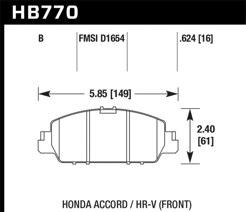 Hawk 13-17 Honda Accord HPS 5.0 Front Brake Pads - HB770B.624