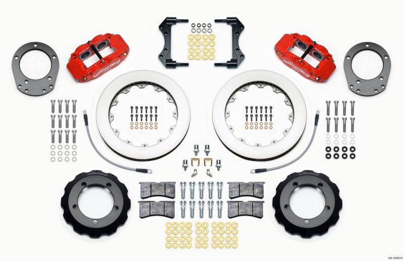 Wilwood Narrow Superlite 4R Front Hat Kit 12.88in Red 76-77 Ford Bronco Dana 44 w/Lines - 140-13305-R