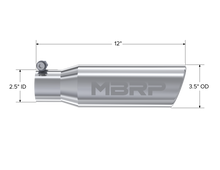 Load image into Gallery viewer, MBRP Universal Tip 3in O.D. Angled Rolled End 2 inlet 10 length - T5113