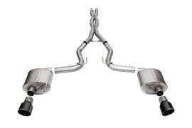 Corsa 24+ Ford MustangGT Sport Cat-Back Ex.Sys 3.0in Dual Rear Exit w/4.5in Blk PVD Pro Series Tips - 21254BLK