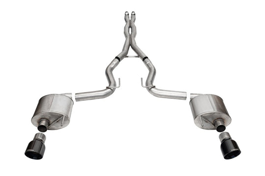 Corsa 24+ Ford MustangGT Sport Cat-Back Ex.Sys 3.0in Dual Rear Exit w/4.5in Blk PVD Pro Series Tips - 21254BLK