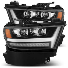 Load image into Gallery viewer, AlphaRex 19-20 Dodge Ram 1500 LUXX LED Proj Headlights Plank Jet Blk w/Activ Light/Seq Signal/DRL - 880545