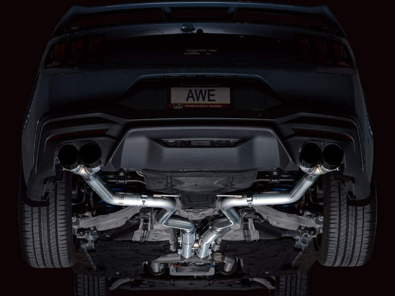AWE 2024 Ford Mustang GT Fastback S650 RWD Track Edition Cat-Back Exhaust w/ Quad Diamond Black Tips - 3020-43650