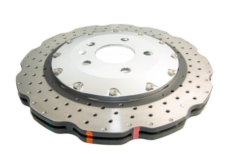 DBA 13-16 Audi RS5 (w/Scalloped edge Iron Discs) Rear 5000 Series Drilled Wavy Rotor w/Silver Hat - DBA52841WSLVXD