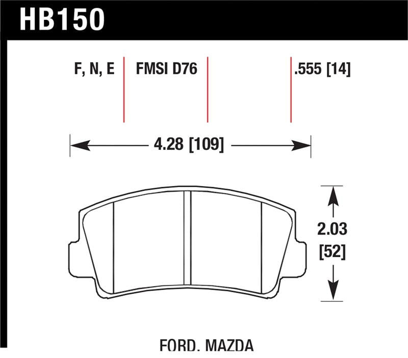 Hawk HP+ Street Brake Pads - HB150N.555