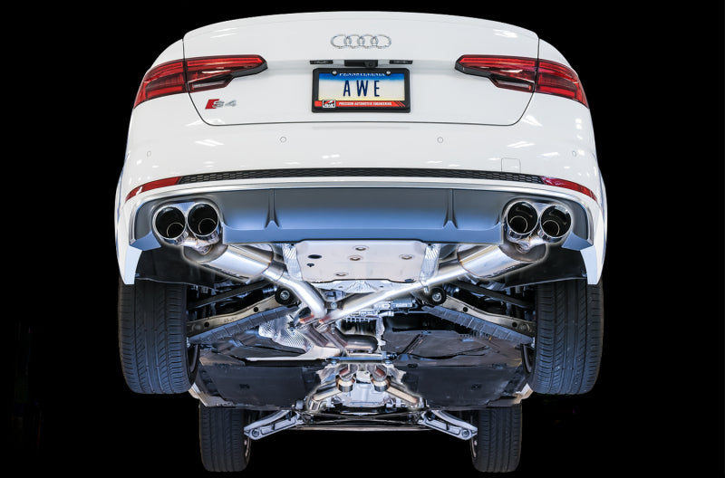 AWE Tuning Audi B9 S4 Touring Edition Exhaust - Non-Resonated (Silver 102mm Tips) - 3010-42056