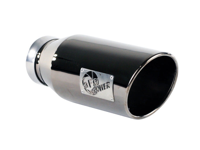 aFe MACHForce XP Exhausts Tips SS-304 EXH Tip 4In x 6Out x 15L Bolt-On (blk chrome) - 49-92018-BC
