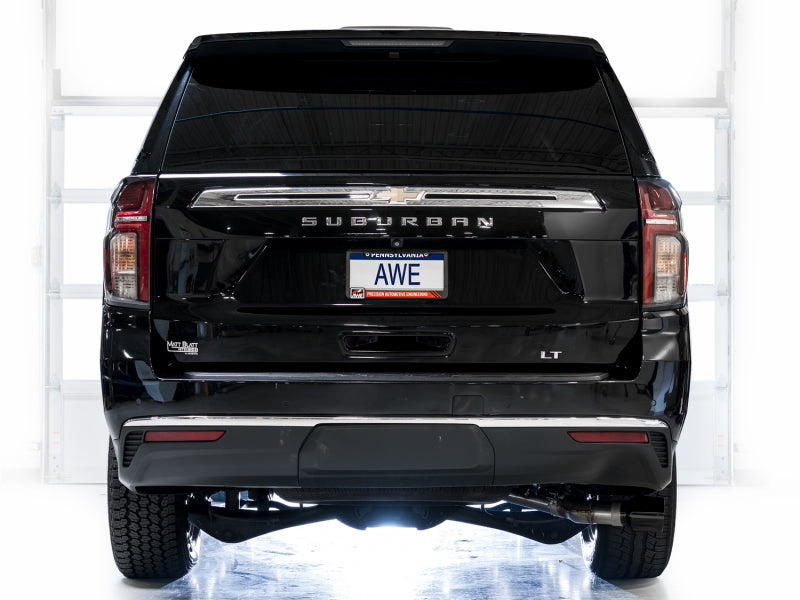 AWE Tuning 2021+ GMC Suburban/Yukon XL 5.3L 0FG Side Exit Catback Exhaust - Diamond Black Tips - 3015-33008
