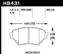 Load image into Gallery viewer, Hawk 01-05 Miata w/ Sport Suspension Blue 9012 Front Brake Pads D890 - HB431E.606
