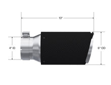 Load image into Gallery viewer, MBRP Universal Carbon Fiber Tip 6in OD/4in Inlet/12in L - Angle Cut Tip - T5072CF