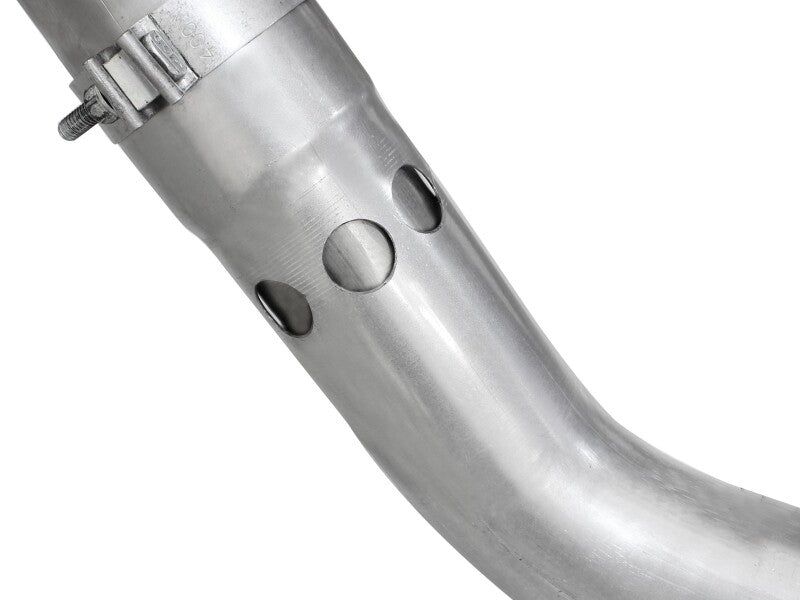 aFe Large Bore-HD 4in 409 Stainless Steel DPF-Back Exhaust w/Polished Tips 15-16 Ford Diesel Truck - 49-43122-P