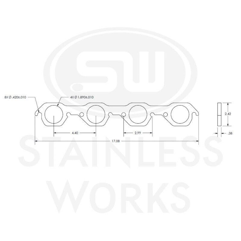 Stainless Works SBF AFR 225 Head Round Port Header 304SS Exhaust Flanges 1-7/8in Primaries - HFSBFAFR188