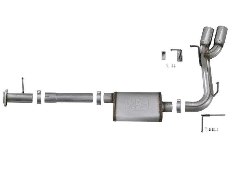 aFe Rebel Series CB 3in Middle Side Exit SS Exht w/Polish Tips 15-17 Chevy Colorado / GMC Canyon - 49-44061-P
