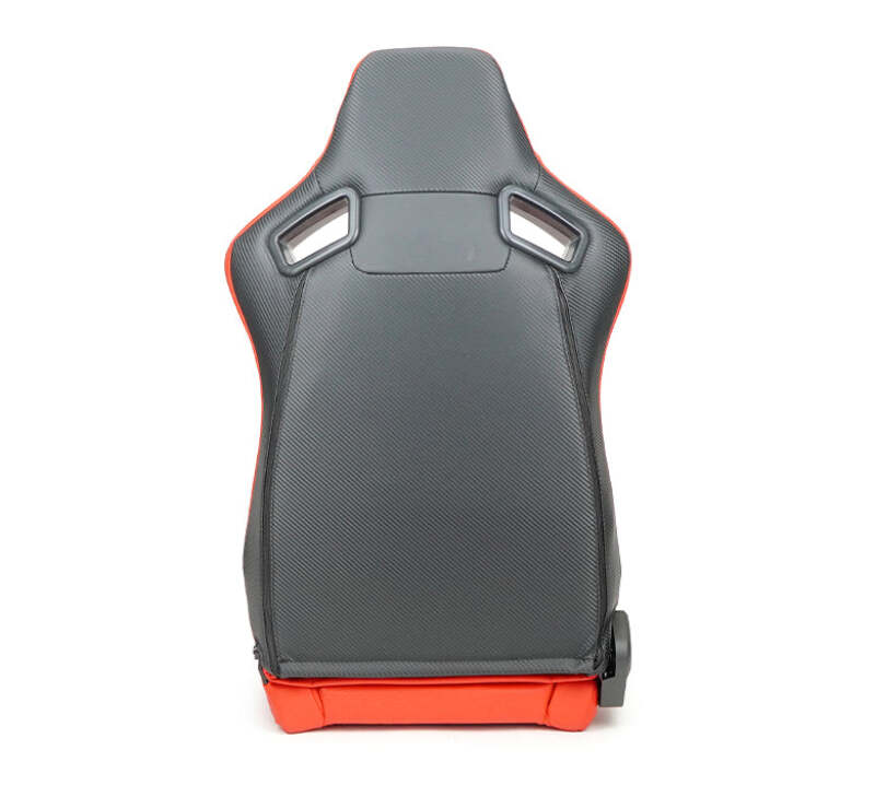 NRG Omega Reclinable Racing Seat (Pair) Red with Black Carbon Vinyl Back - RSC-750RD/BK L/R