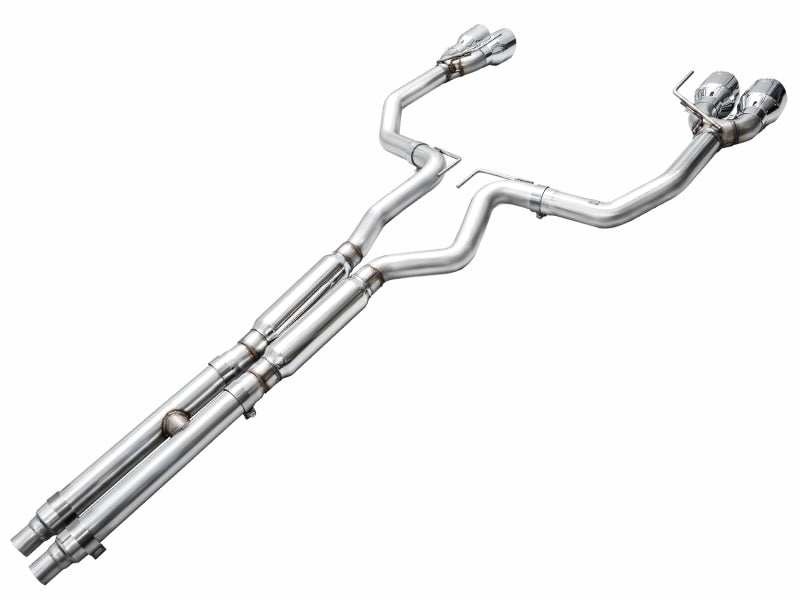 AWE 2024 Ford Mustang GT Fastback S650 RWD Track Edition Cat-Back Exhaust w/ Quad Chrome Silver Tips - 3020-42650