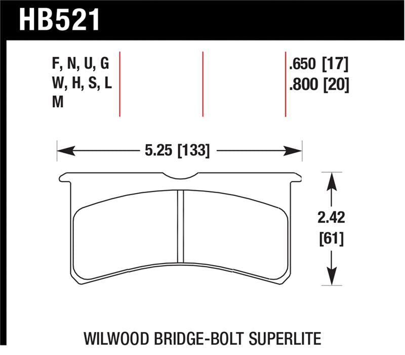 Hawk Wilwood Superlite 4/6 Forged Thin Race DTC-70 Brake Pads - HB521U.650