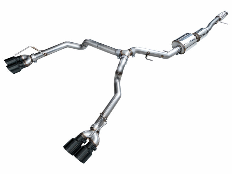 AWE Tuning 2021+ GMC Tahoe/Yukon 5.3L 0FG Split Rear Exit Catback Exhaust - Quad Diamond Blk Tips - 3015-43006