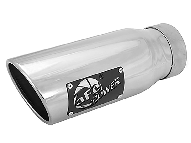 aFe MACH Force-Xp Universal Exhaust Tip 3-1/2Inlet x 4-1/2IN Outlet x 12IN L Polished Left Side Exit - 49T35452-P12