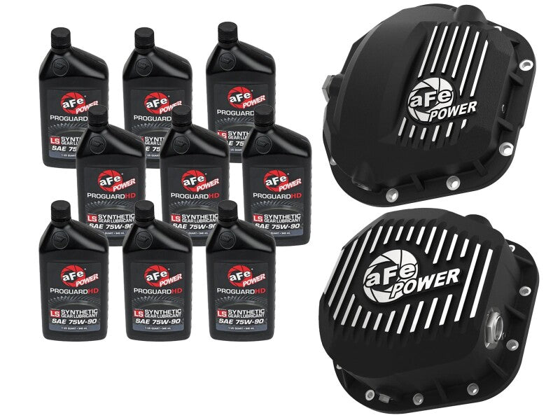 aFe Power Front/Rear Diff Cover Kit w/ Oil 17-22 Ford Diesel V8 (Dana Super 60 & Sterling 10.5-12) - 46-7704AB