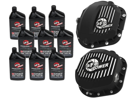 aFe Power Front/Rear Diff Cover Kit w/ Oil 17-22 Ford Diesel V8 (Dana Super 60 & Sterling 10.5-12) - 46-7704AB