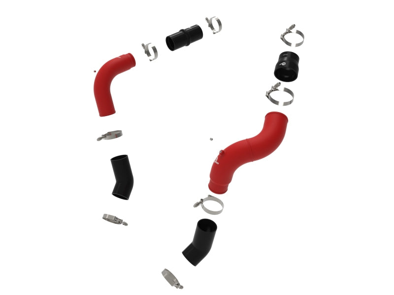 aFe BladeRunner 3in & 3-1/2in AL Hot and Cold Charge Pipe Kit Red RAM Diesel Trucks 25-26 L6-6.7L - 46-20814-R