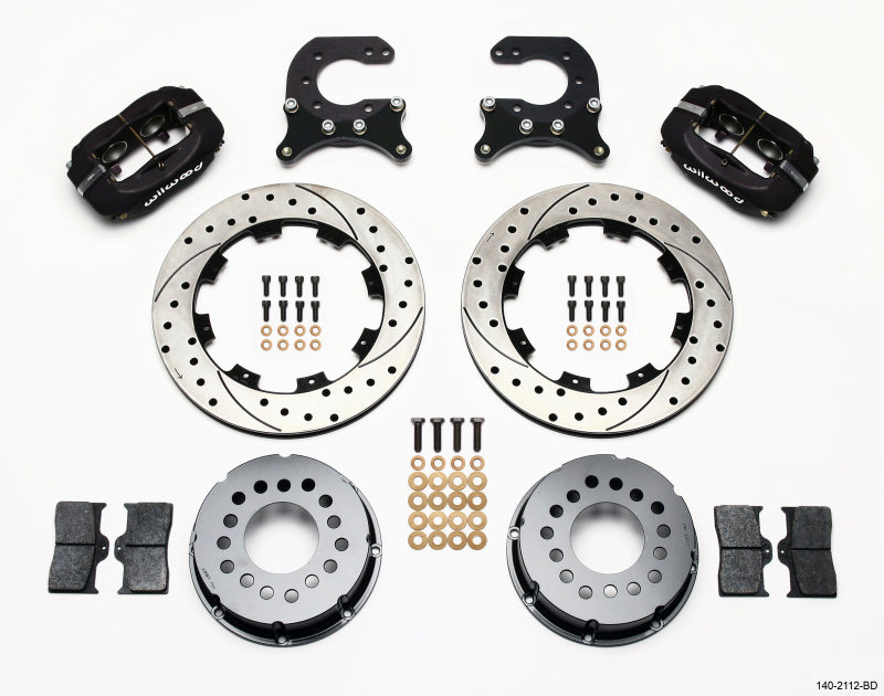 Wilwood Forged Dynalite P/S Rear Kit Drilled Rotor Chev 12 Bolt w C-Clips - 140-2112-BD