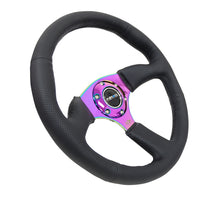 Load image into Gallery viewer, NRG Reinforced Steering Wheel (350mm / 2.5in. Deep) Leather Race Comfort Grip w/4mm Neochrome Spokes - RST-023MC-R