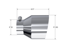 Load image into Gallery viewer, MBRP Universal T304 Stainless Steel Tip, 3in ID / 5in OD Out / 6.5in Length / Angle Cut Single Wall