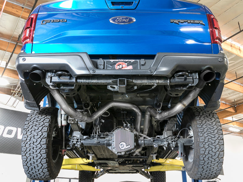 aFe MACH Force-Xp Cat-Back Exhaust w/Dual Hi-Tuck Tips Black 17-18 Ford F-150 Raptor V6-3.5L (tt) - 49-33095-B