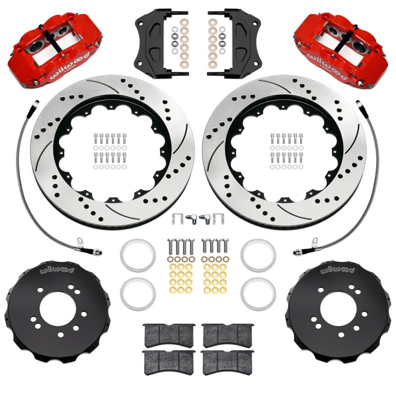 Wilwood 89-98 Nissan 240SX/89-94 Skyline/90-96 300ZX Superlite 6R Front BBK w/ 14in D/S Rotors - Red - 140-18247-DR