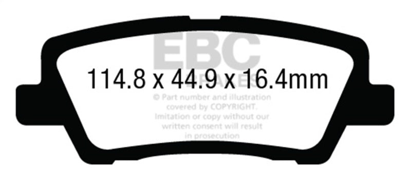 EBC 12+ Cadillac ATS 2.0 Turbo Yellowstuff Rear Brake Pads - DP43012R