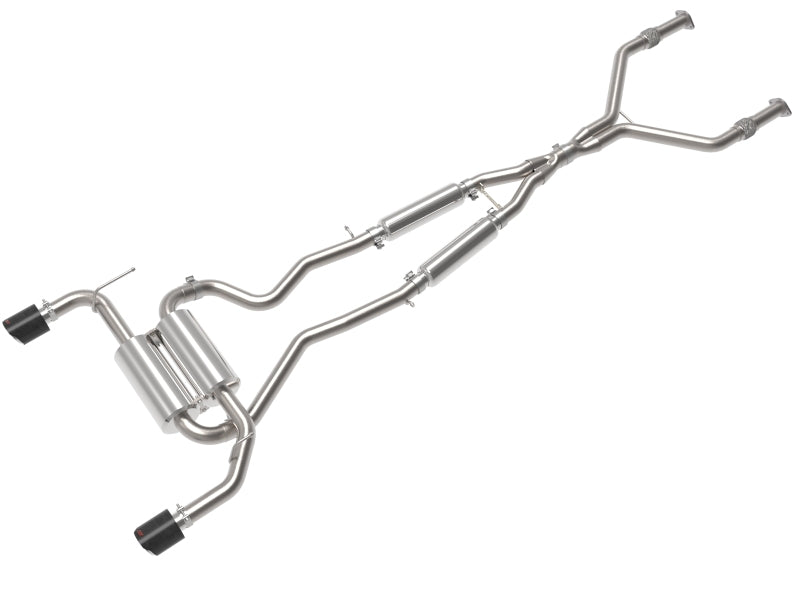 aFe 14-15 Infiniti Q50 (V37) V6 3.7L Takeda 2-1/2in SS Cat-Back Exhaust System w/ Carbon Fiber Tips - 49-36136-C