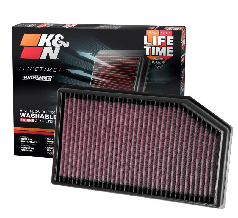 K&N 2018 Jeep Wrangler JL 2.0L/3.6L F/I Drop In Air Filter - 33-5076