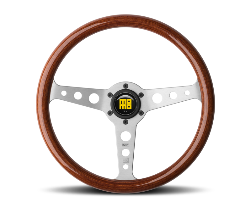 Momo Indy Steering Wheel 350 mm - Mahogany Wood/Brushed Spokes - IND35MA0P