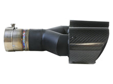 Load image into Gallery viewer, aFe Takeda 2.5in 304 Stainless Steel Clamp-on Exhaust Tip Driver side 2.5in Inlet 4in Dual-Carbon - 49T25480-C122