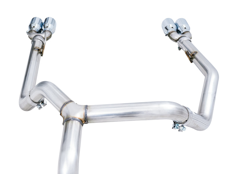 AWE Tuning 4th Gen GM 1500 5.3L 0FG Cat-Back Split Rear Exit (w/ Bumper Cutouts) - Quad Chrome Tips - 3015-42201